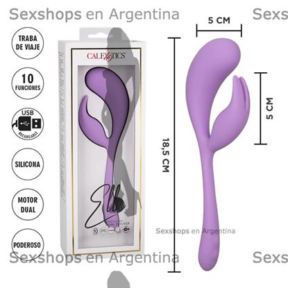 Elle estimulador de punto G con vibrador de clitoris de silicona liquida